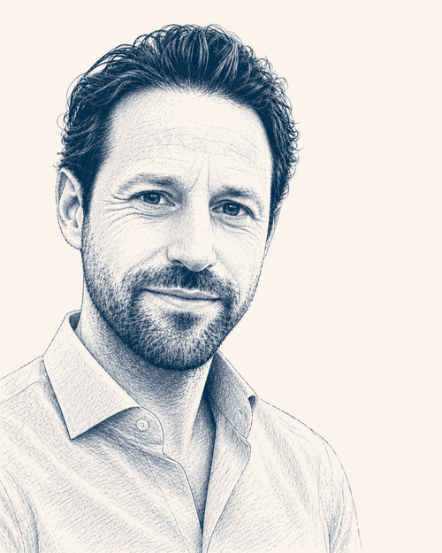 Hand-illustrated portret van Sander van Meggelen